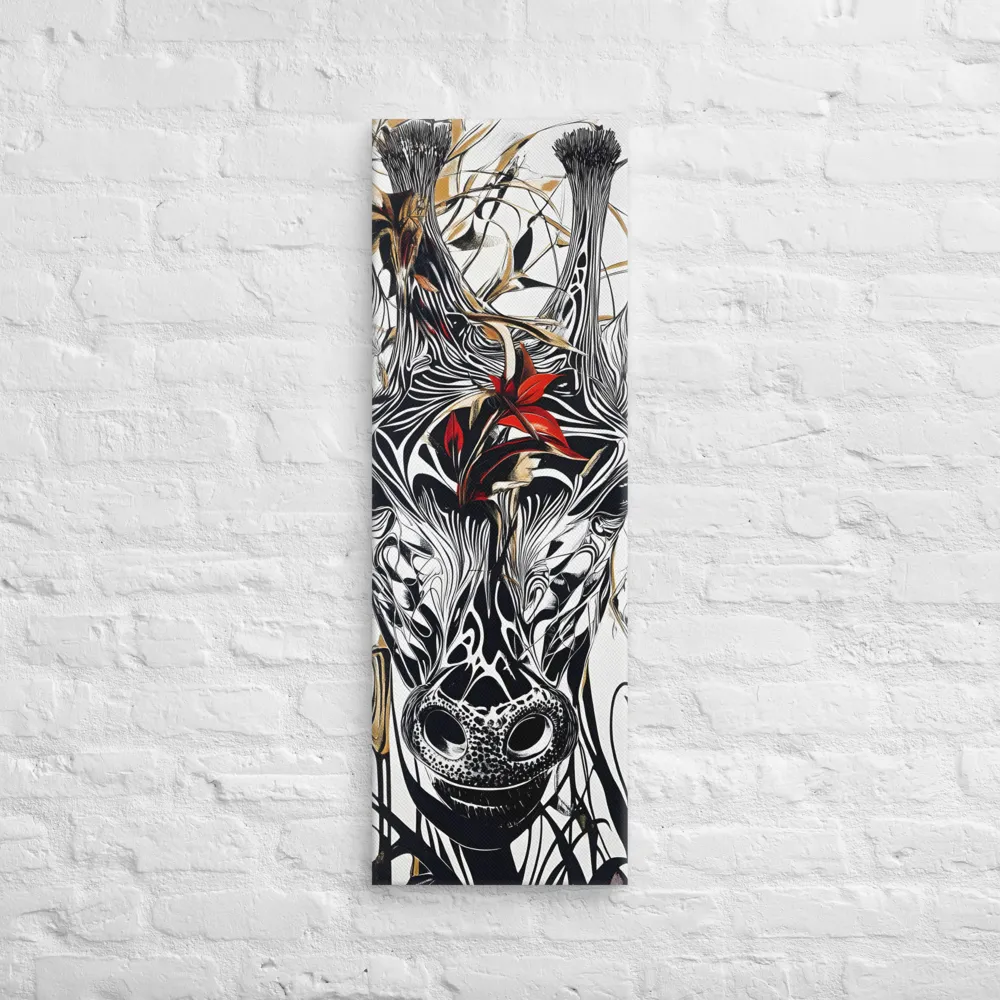 Floral Elegance: The Giraffe's Portrait | Canvas | 12″×36″