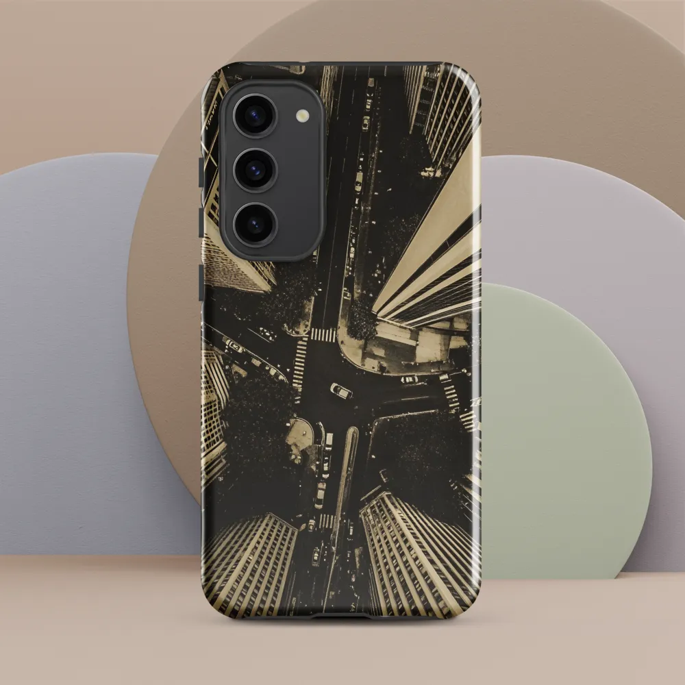 Urban Symphony: Aerial Perspective of City Life | Phone Case |  S23 Plus | Tough Case | Glossy