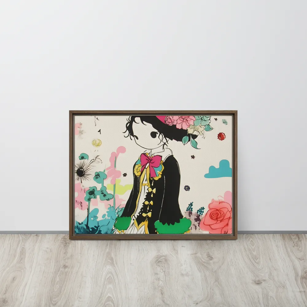 Whimsical Garden Reverie | Canvas with Brown Frame | 18″×24″
