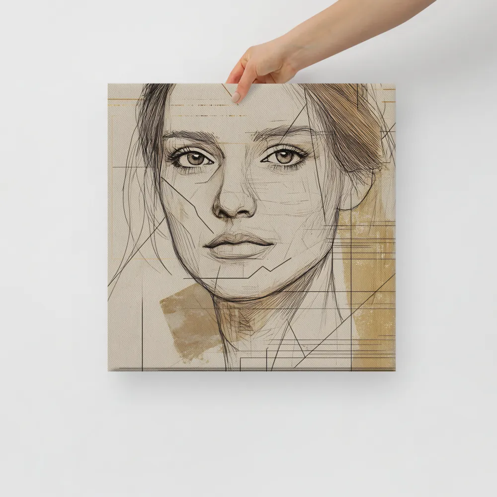 Geometric Elegance: A Modern Portrait | Canvas | 16″×16″