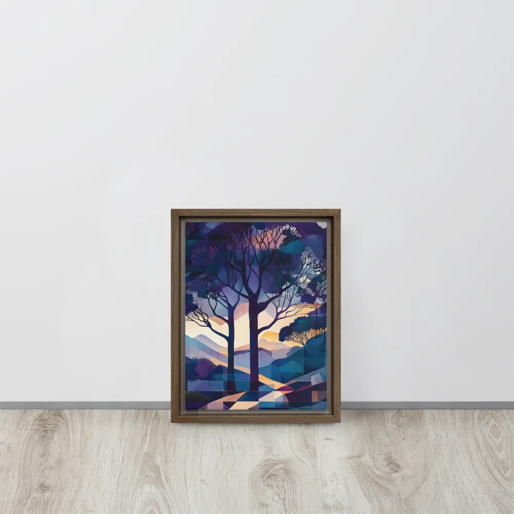 Tranquil Geometry: A Journey Through Color | Canvas with Brown Frame | 9″×12″