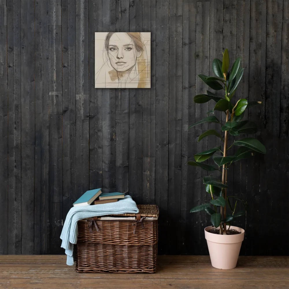 Geometric Elegance: A Modern Portrait | Thin Canvas | 16″×16″