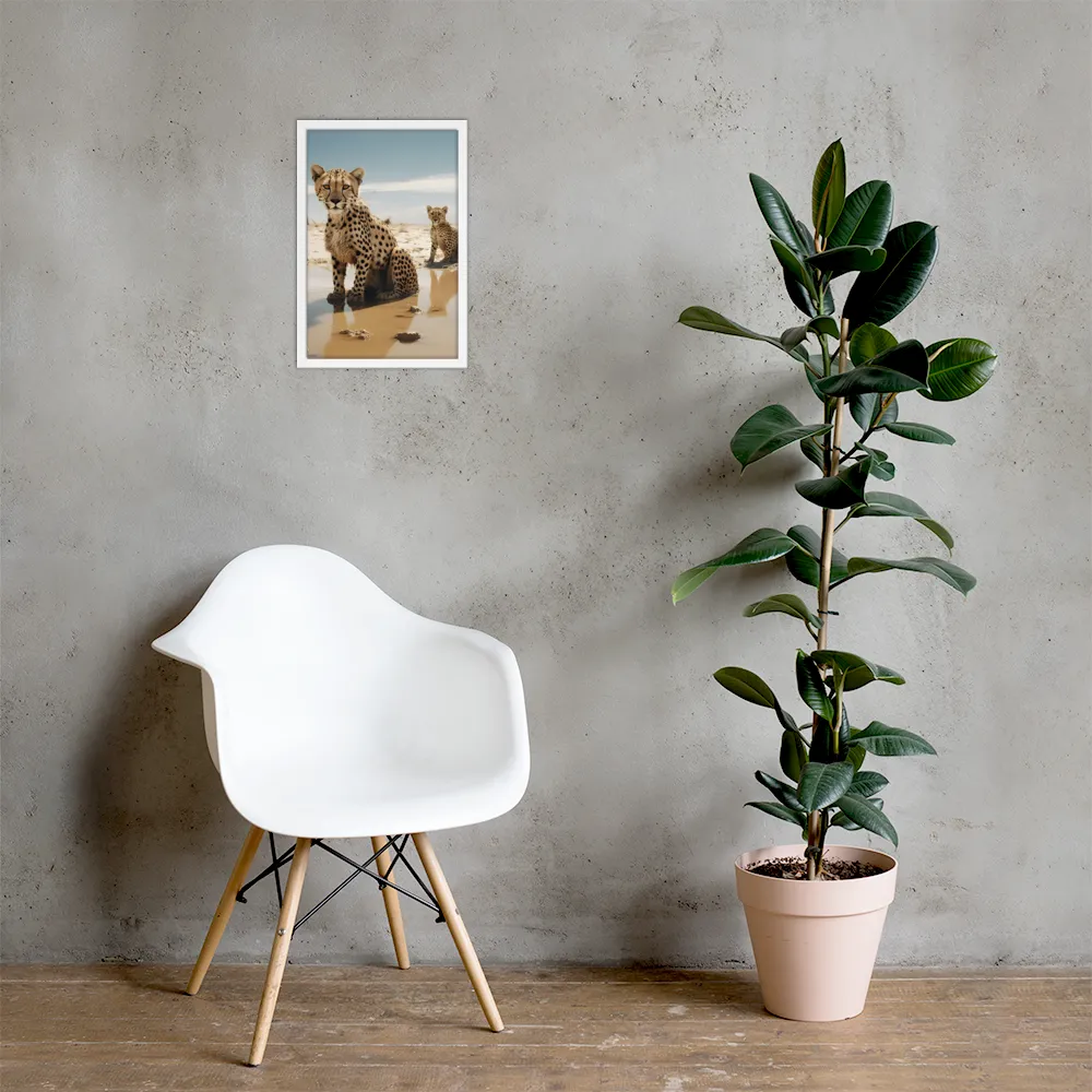 Silent Watchers of the Savanna | Poster with White Frame | 12″×18″