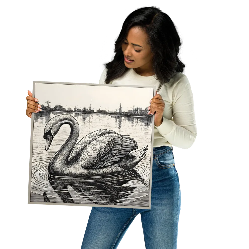 Etched Swan 
 Poster | 16″x 16″