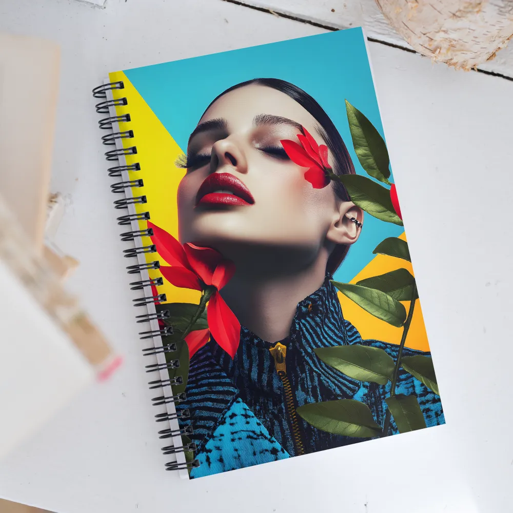 Floral Serenity: A Contemporary Portrait | Spiral Notebook