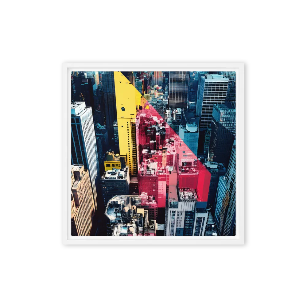 Dynamic Urban Symphony | Canvas with White Frame | 16″×16″