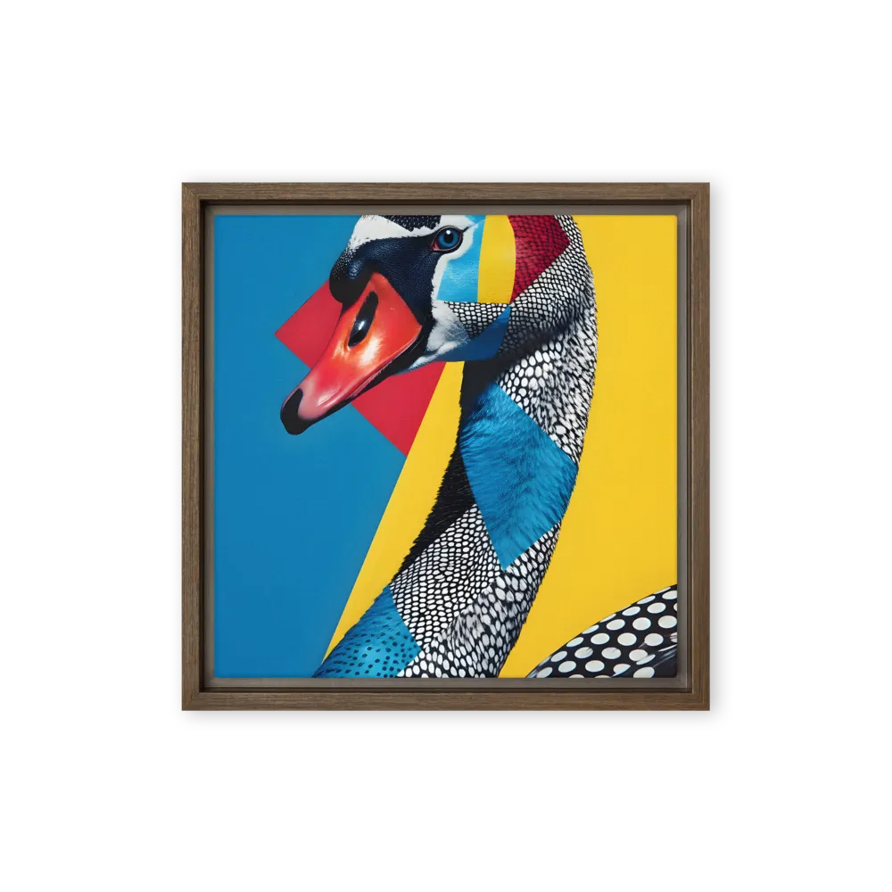 Geometric Swan 
 Canvas with Brown Frame