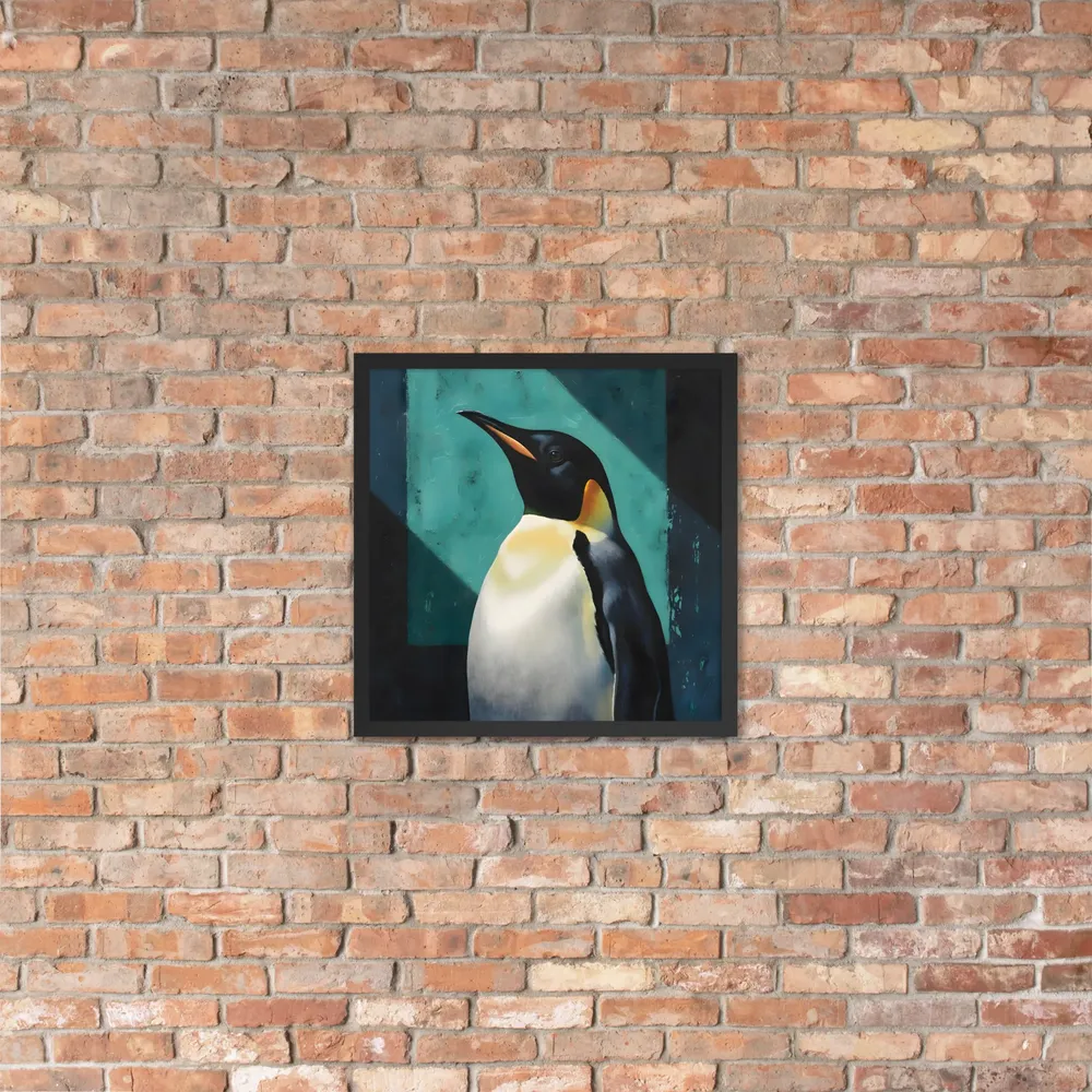 Regal Penguin 
 Poster with Black Frame | 18″x 18″