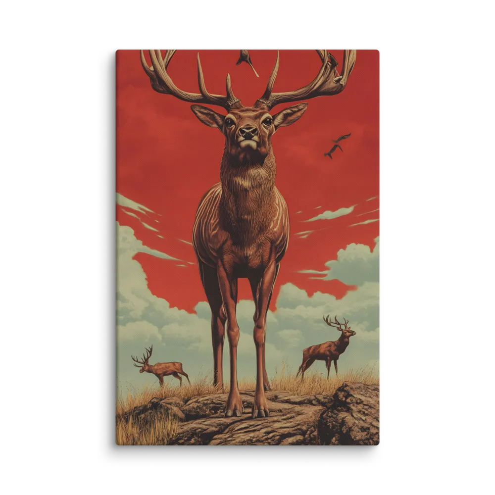 Majesty in Red: The Stalwart Stag | Canvas | 32″×48″