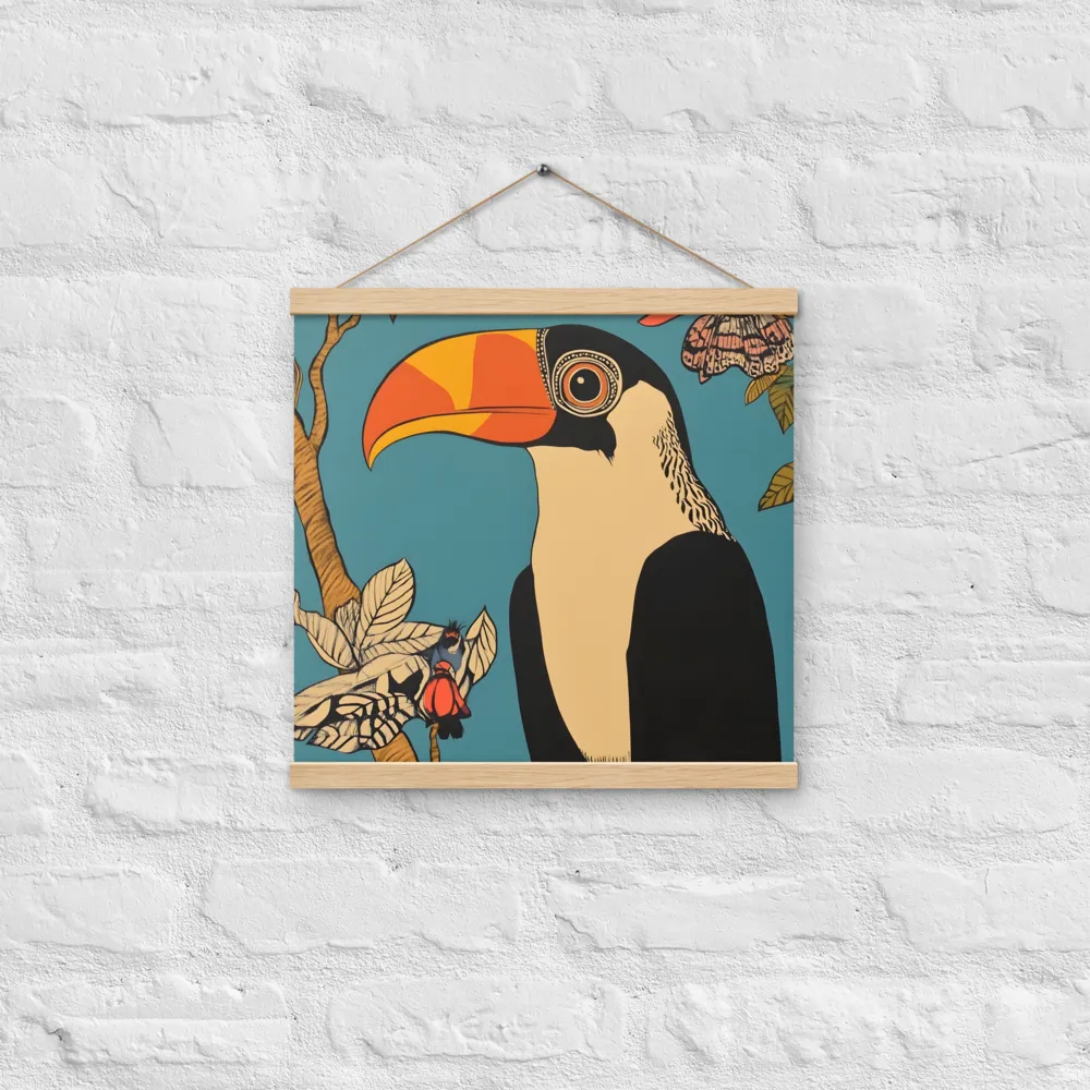 Tropical Majesty: The Toucan at Rest | Poster With Oak Wood Hanger | 16″×16″