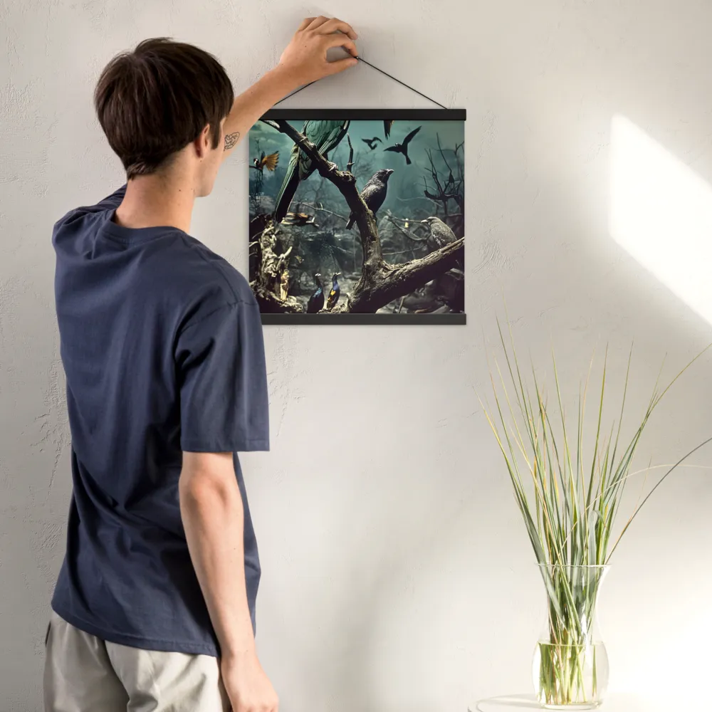 Whispers of the Avian Realm | Poster With Black Wood Hanger | 16″×16″