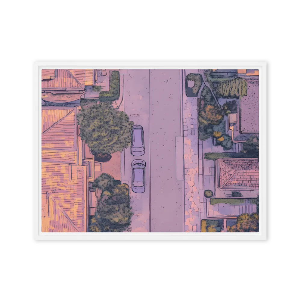 Aerial Serenity: Suburban Oasis | Canvas with White Frame | 18″×24″