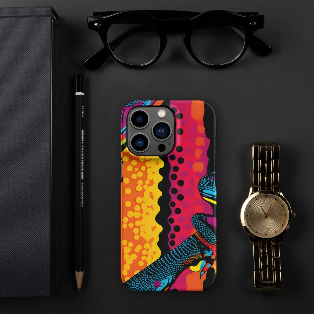 Colorful Encounters: The Playful Geckos | Phone Case |  13 Pro | Snap Case | Matte