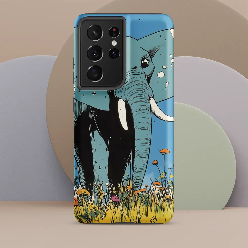 Whimsical Blue Elephant in Bloom