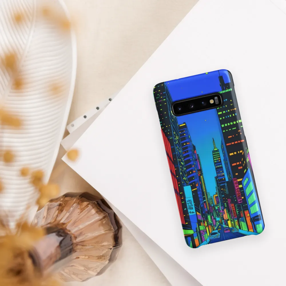 Neon Dreamscape: A Futuristic City at Dusk | Phone Case |  S10 | Snap Case | Matte