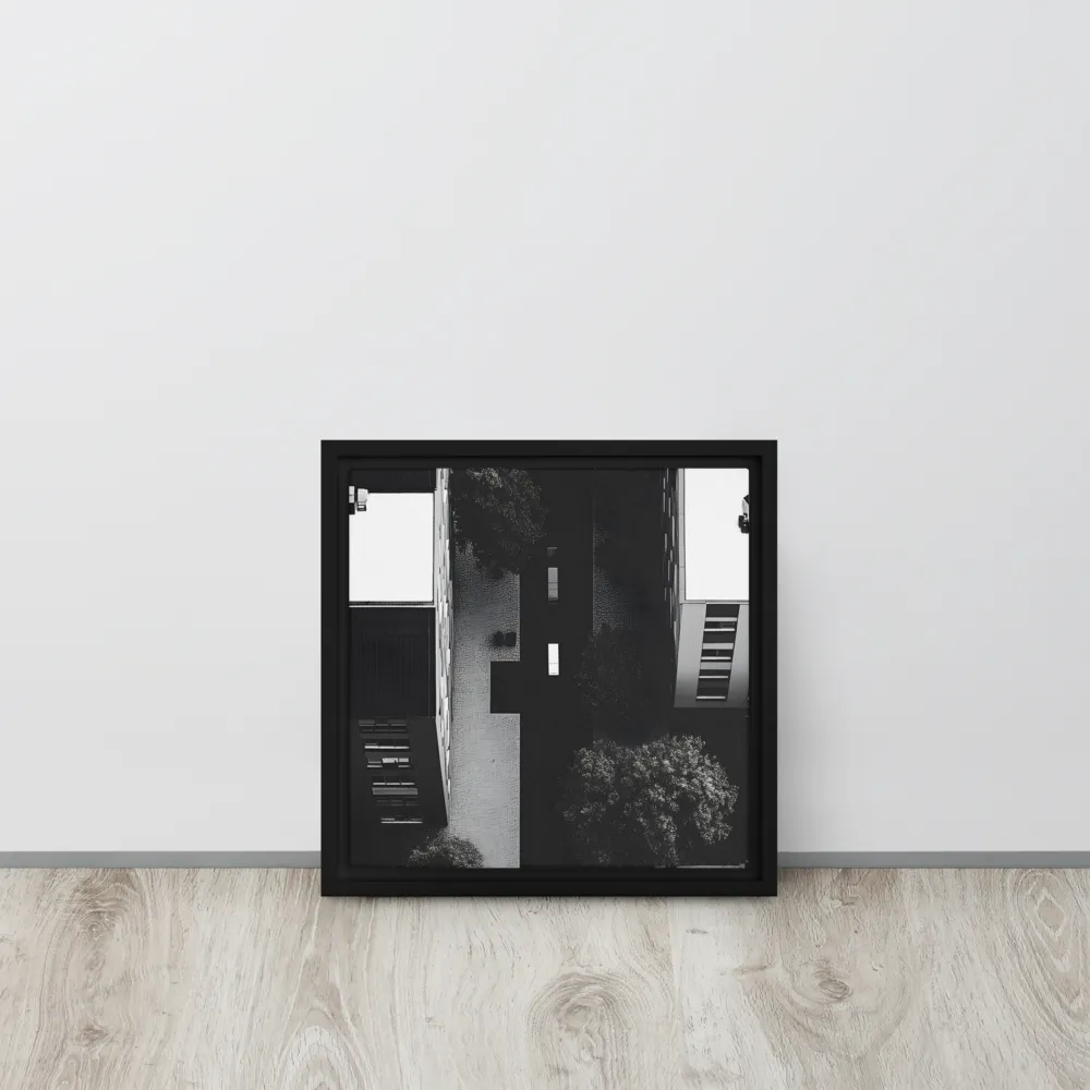 Urban Serenity from Above | Canvas with Black Frame | 12″×12″