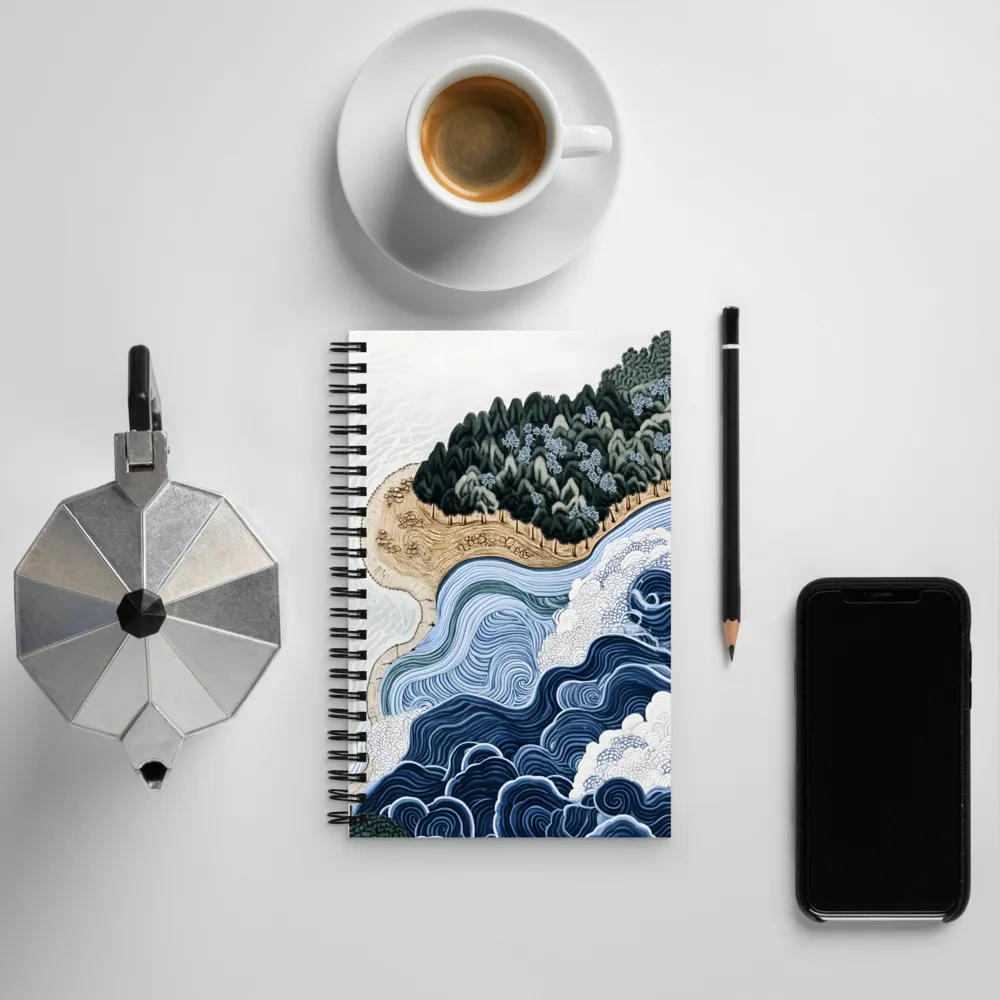 Oceanic Harmony: A Tranquil Landscape | Spiral Notebook