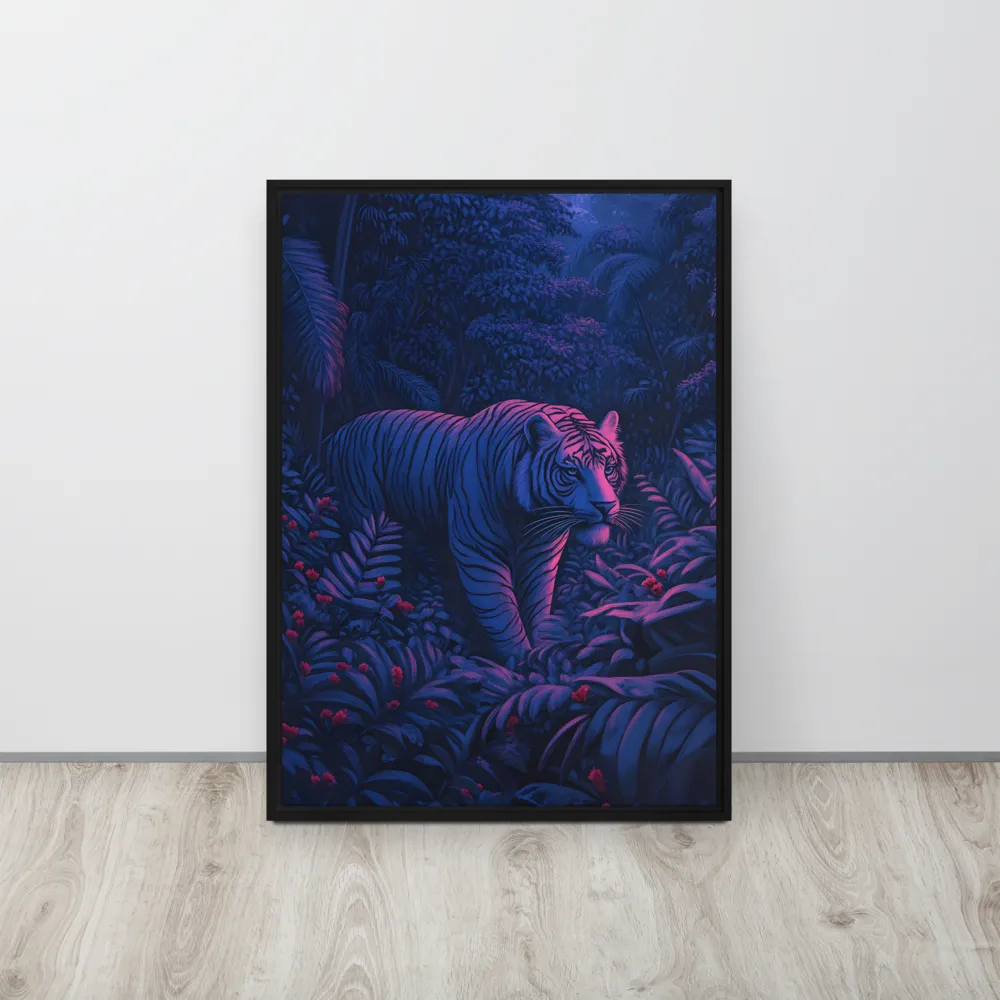Mystic Prowler: The White Tiger in the Jungle | Canvas with Black Frame | 20″×28″
