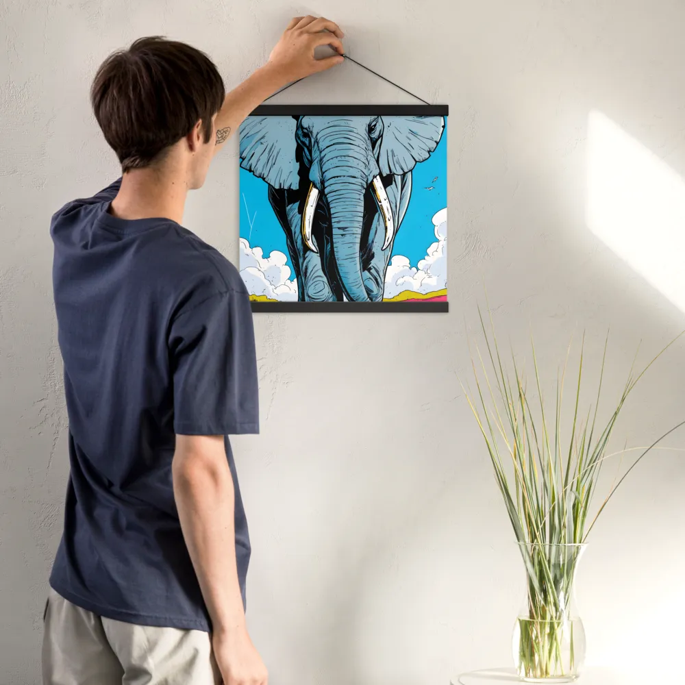 Majestic Presence: The Elephant | Poster With Black Wood Hanger | 16″×16″