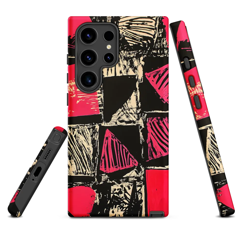Geometric Symphony in Pink and Black
