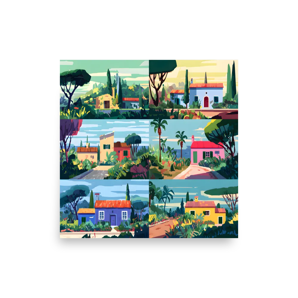Sunlit Villa Collage 
 Poster | 18″x 18″