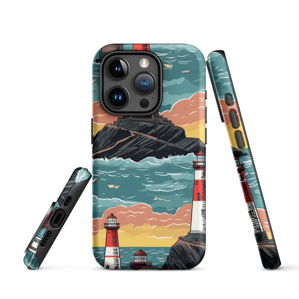 Lighthouses in a Whimsical Ocean | Phone Case |  15 Pro | Tough Case | Matte