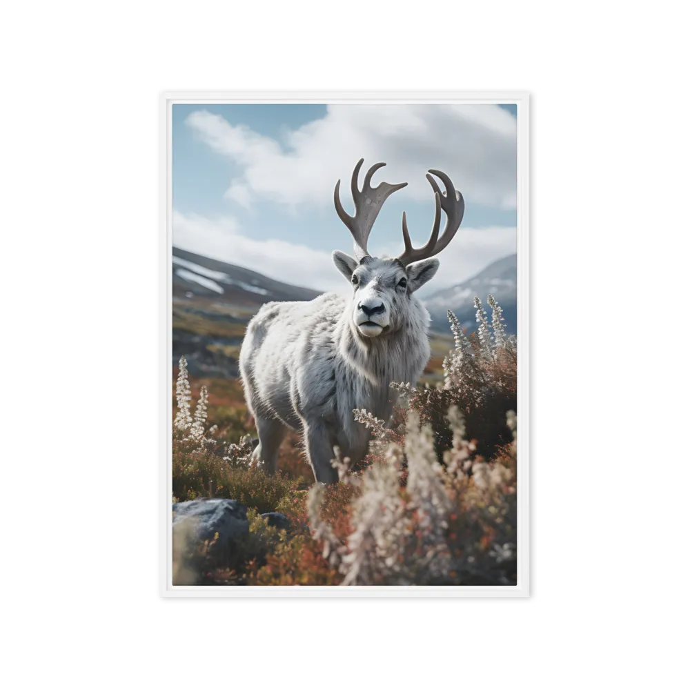 Majestic Harmony: The Reindeer in Nature | Canvas with White Frame | 20″×28″