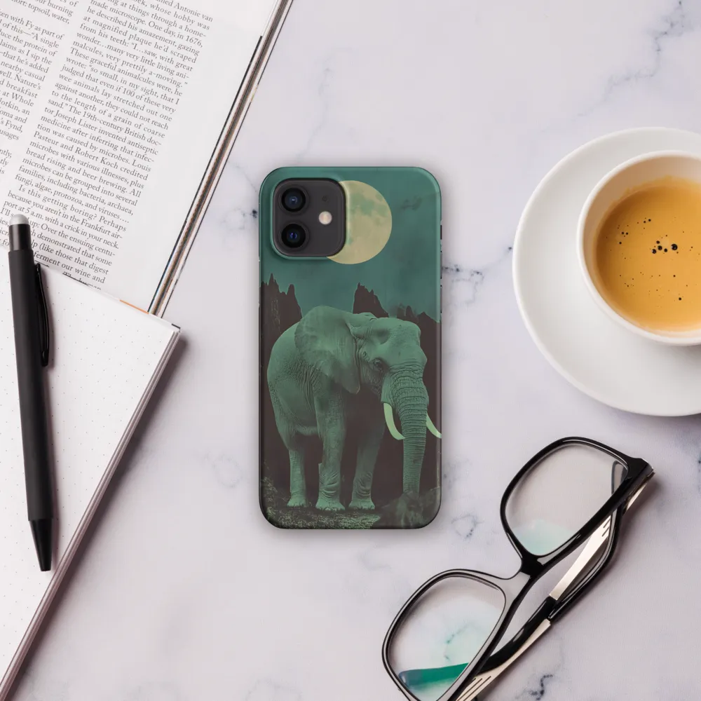 Ethereal Presence: Elephant Under a Full Moon | Phone Case |  12 | Snap Case | Matte