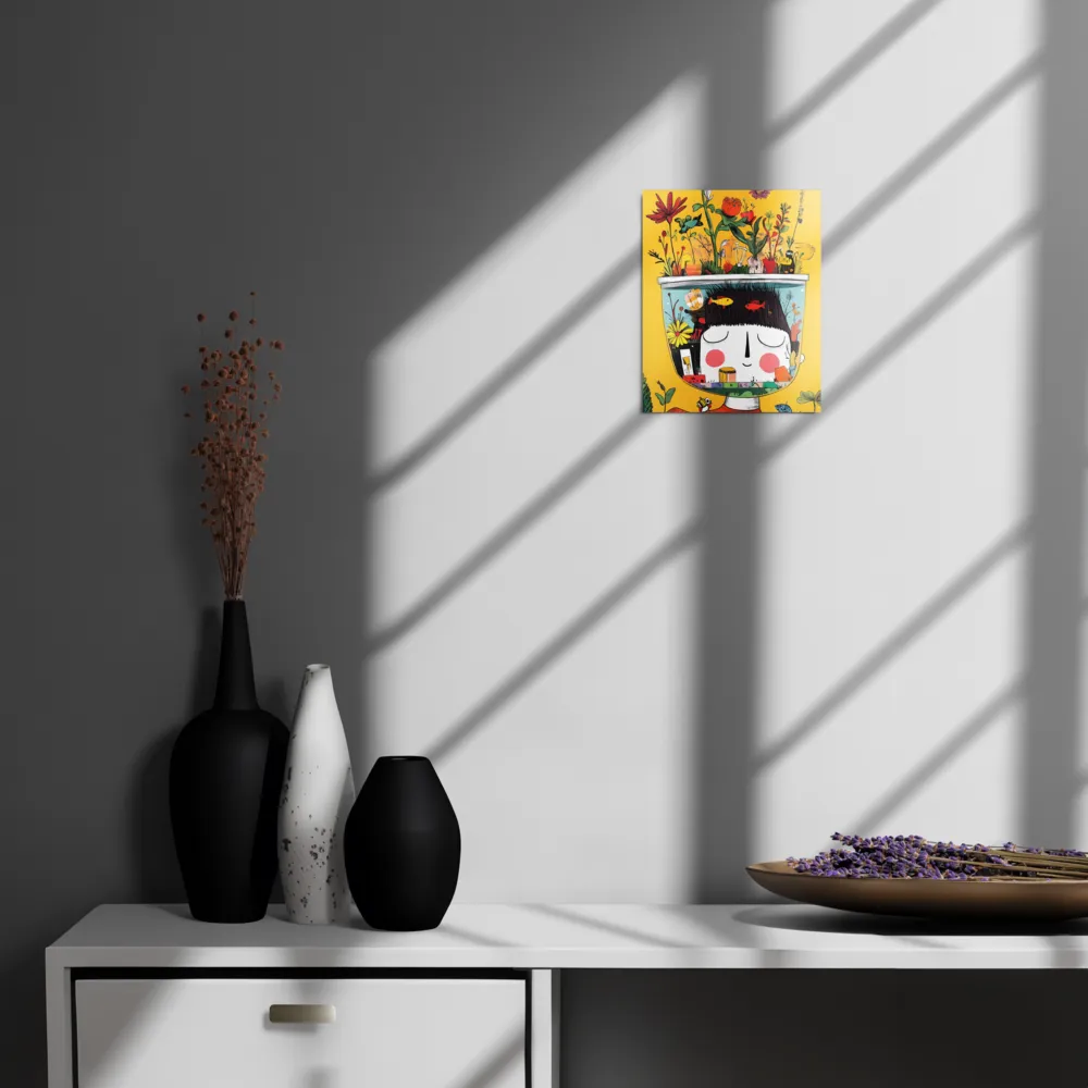 Whimsical Garden Head | Metal Print | 8″×10″