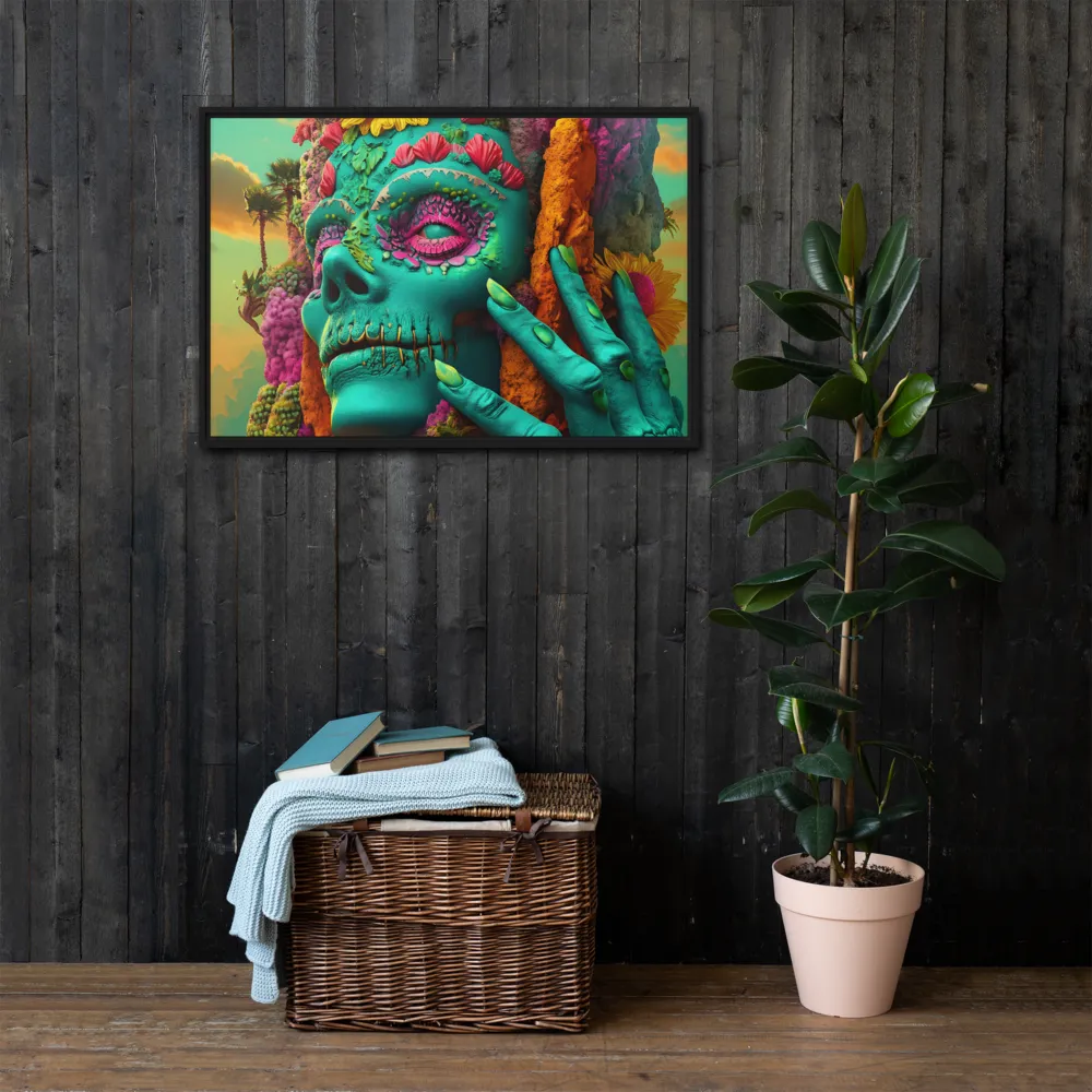 Ethereal Skull Garden | Canvas with Black Frame | 24″×36″