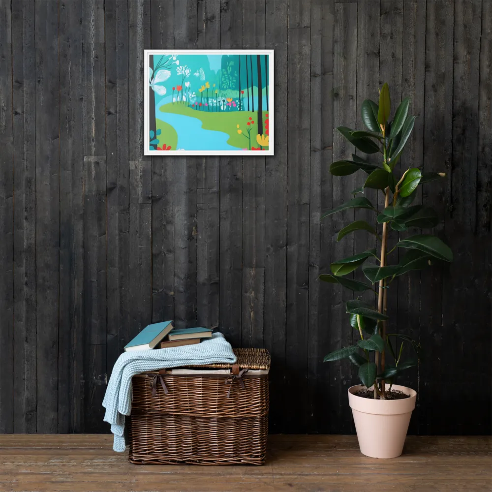 Whispers of Spring: A Colorful Retreat | Canvas with White Frame | 16″×20″