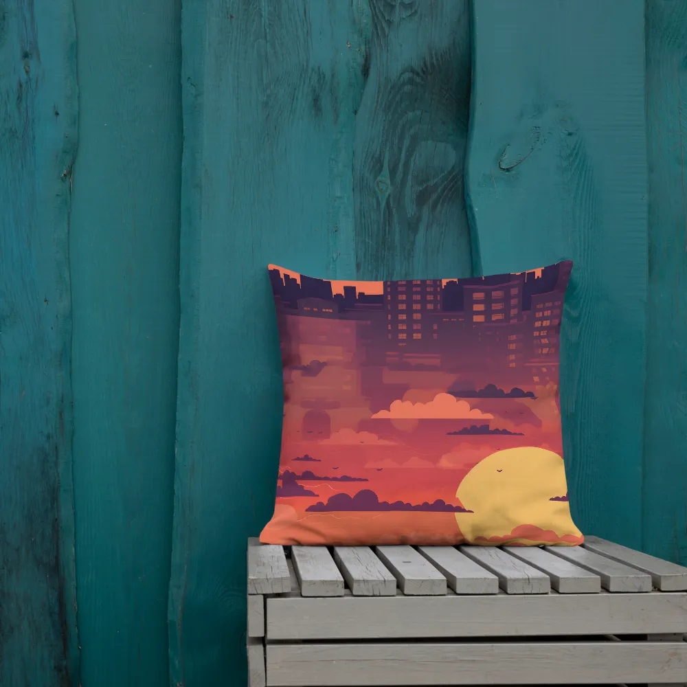 Serene Sunset Cityscape | Pillow | 18″×18″