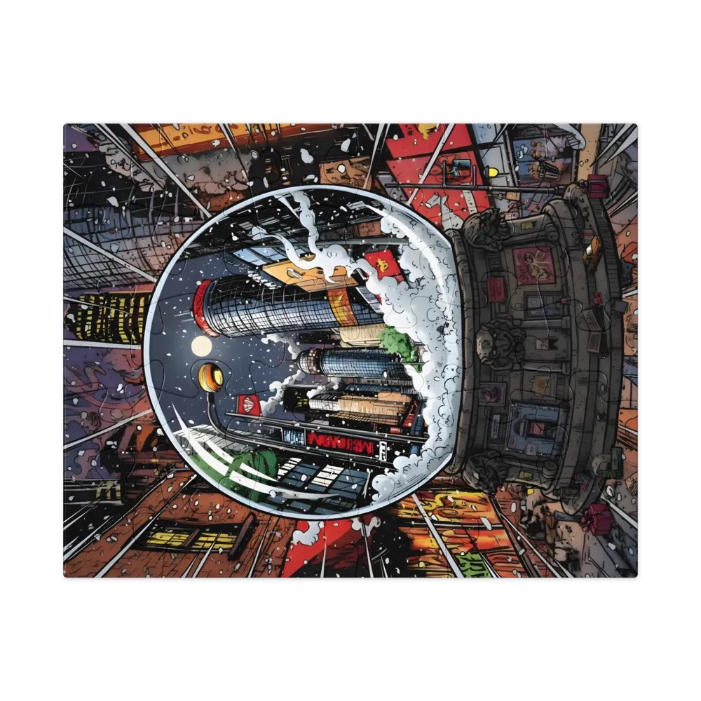 Snow Globe Metropolis 
 Jigsaw Puzzle in Tin Box
