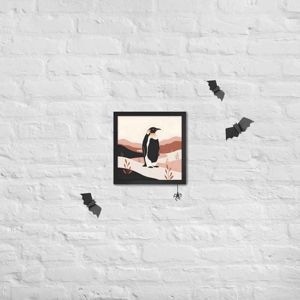 Terracotta Penguin 
 Poster with Black Frame | 12″x 12″