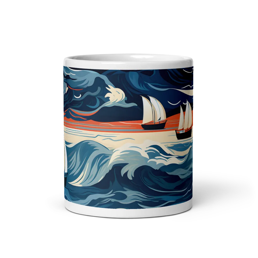 Ocean Whispers: A Voyage at Dusk | Mug with White inside | 11 oz