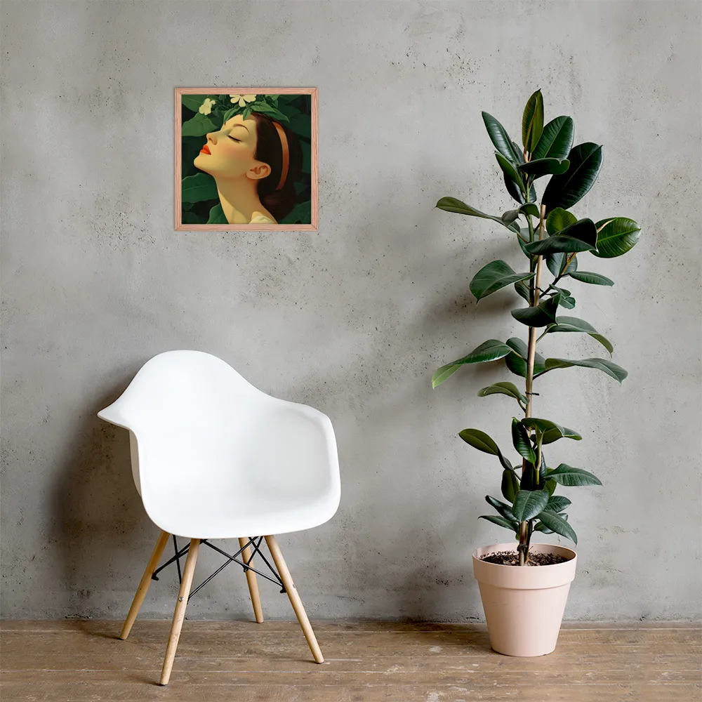 Serenity in Bloom | Poster with Red oak Frame | 16″×16″
