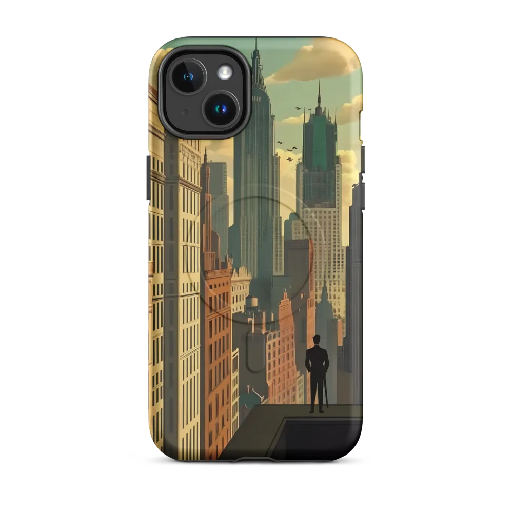 Urban Dreams: A Silhouette in Art Deco Cityscape