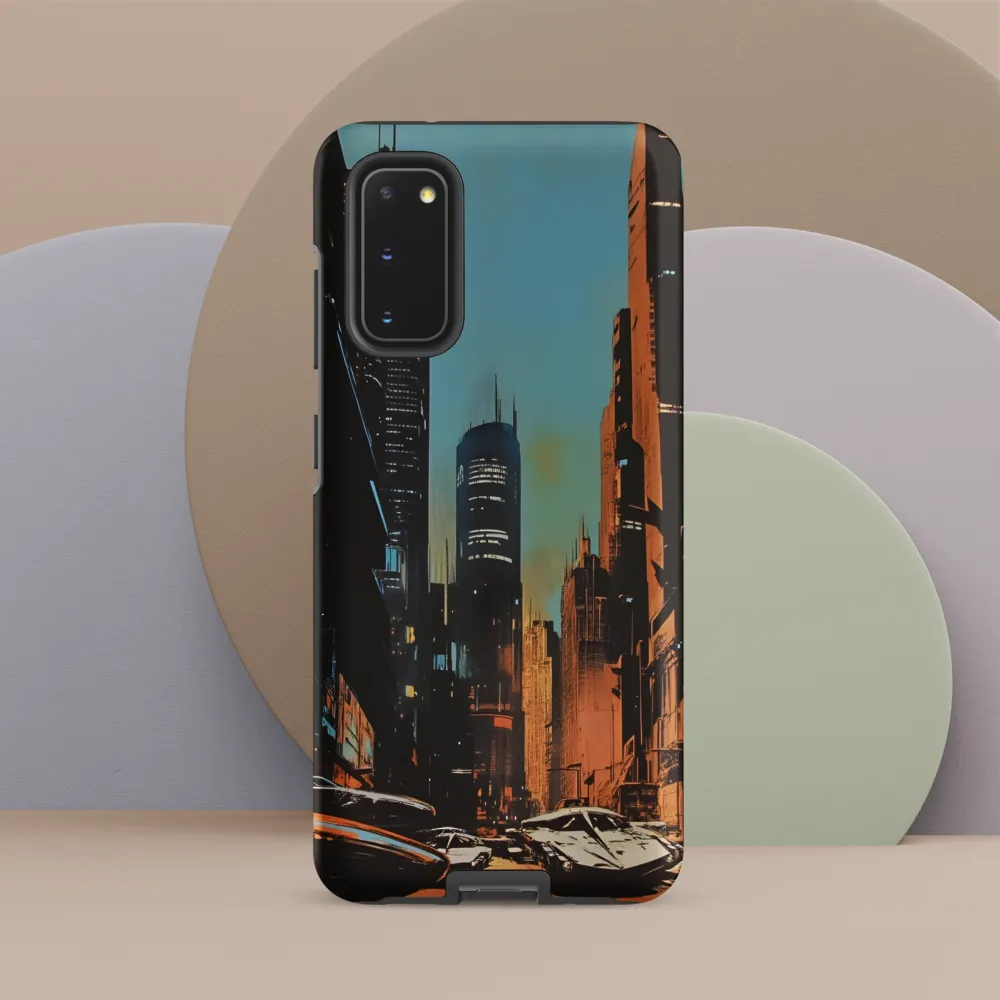 Futuristic Cityscape in Blue and Orange