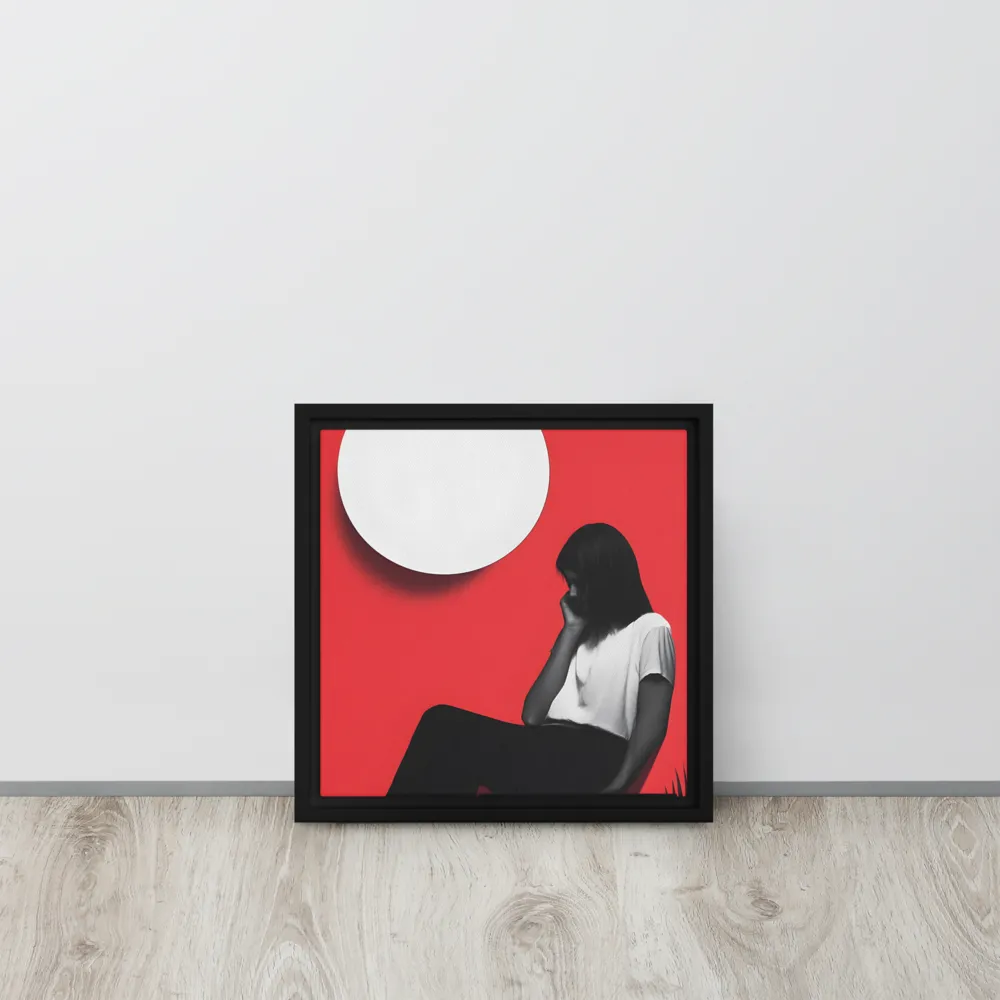 Contemplation in Red | Canvas with Black Frame | 12″×12″