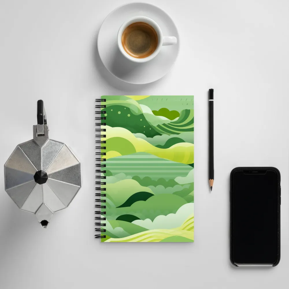 Tranquility in Green Waves | Spiral Notebook