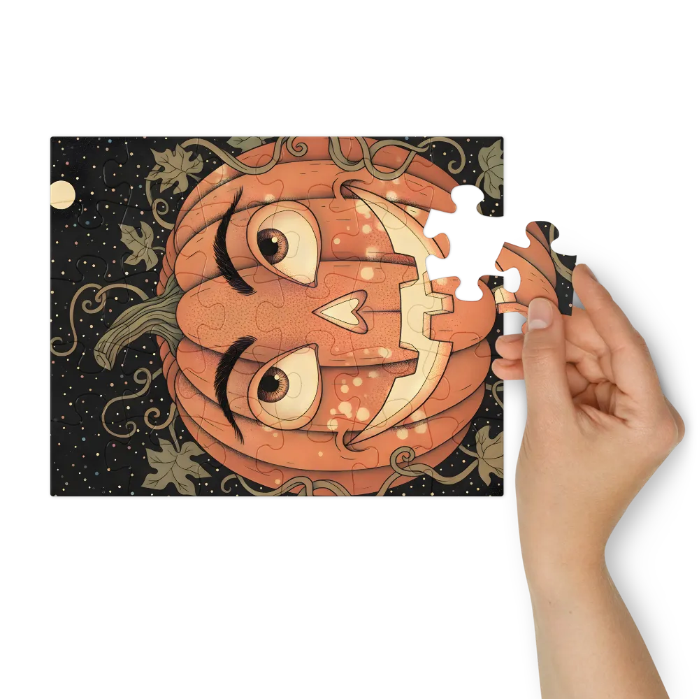 Moonlit Jack‑o'‑Lantern 
 Jigsaw Puzzle in Tin Box