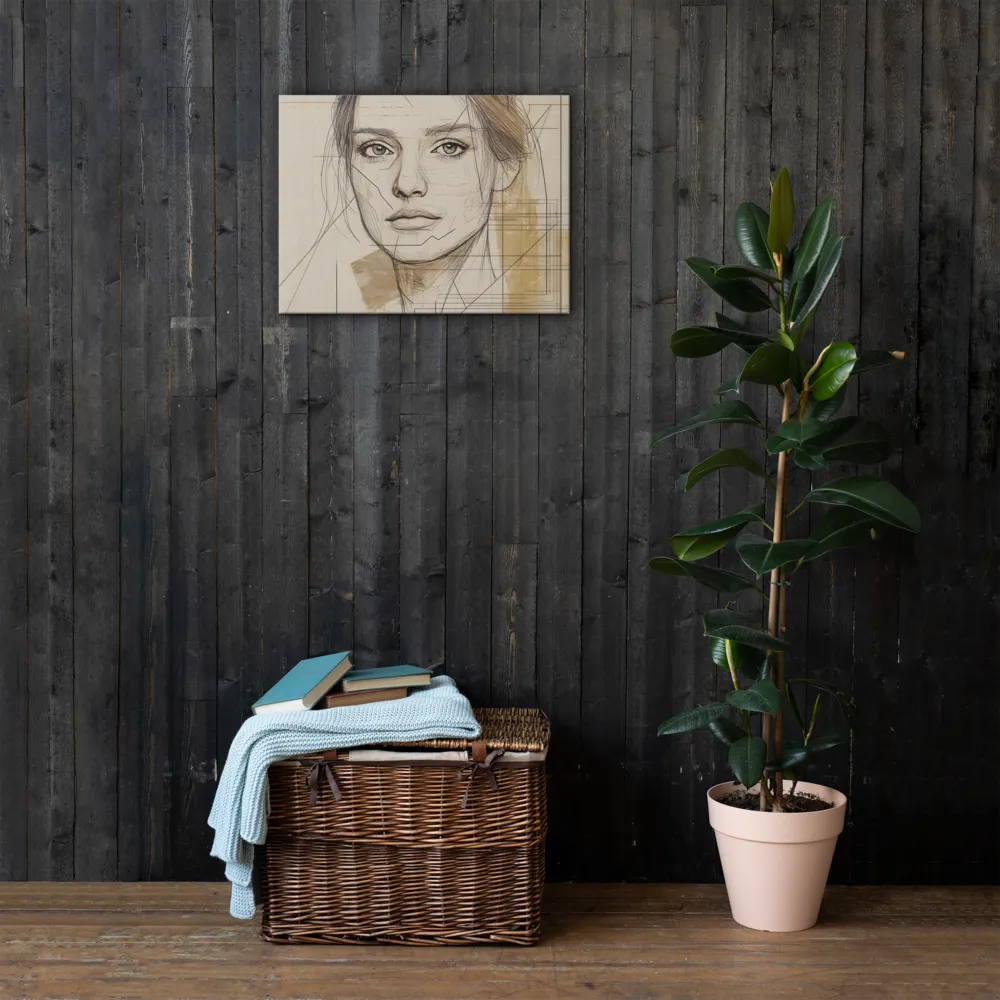 Geometric Elegance: A Modern Portrait | Thin Canvas | 18″×24″