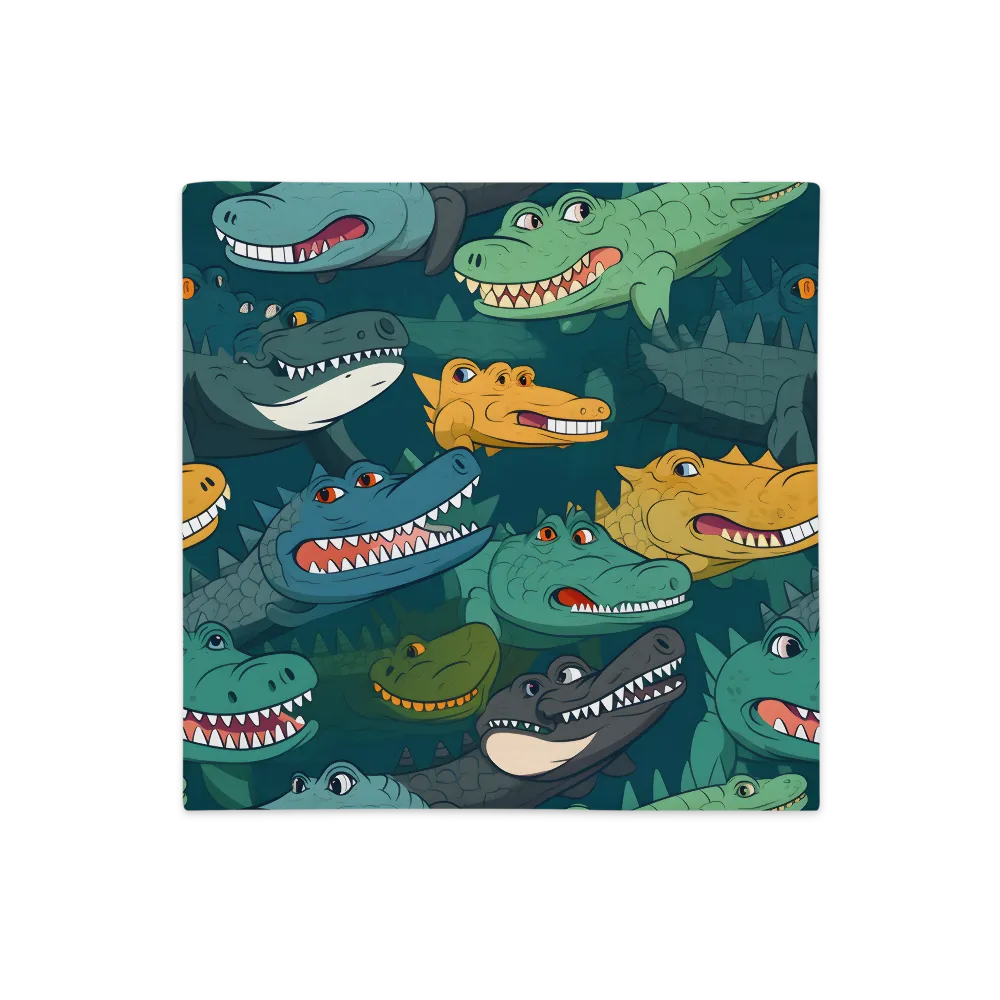 Cheerful Crocodilian Parade | Pillow Case | 18″×18″