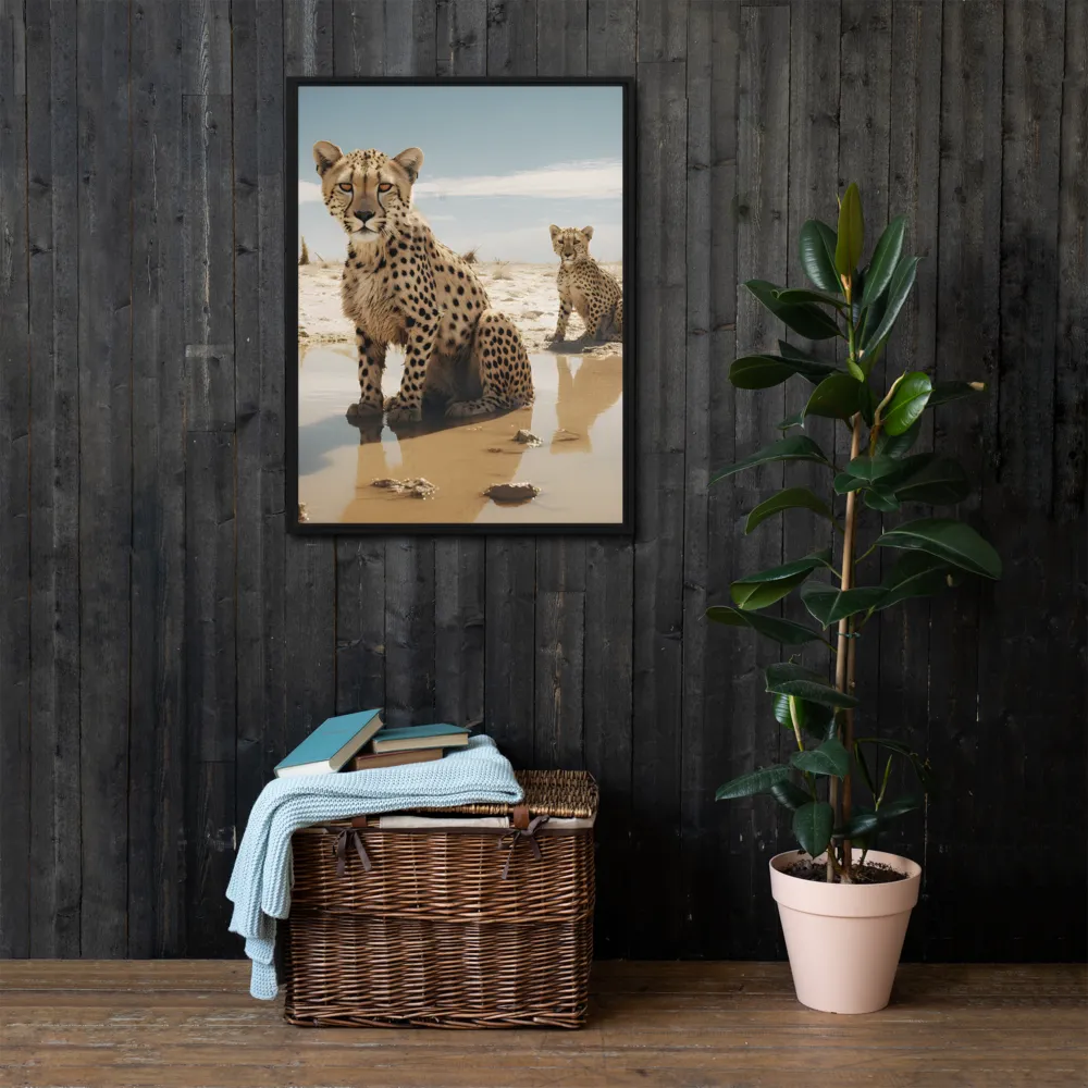 Silent Watchers of the Savanna | Canvas with Black Frame | 24″×32″