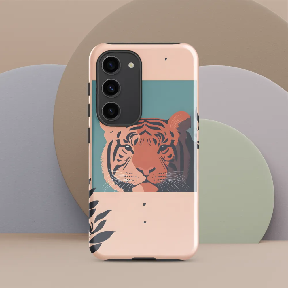 Framed Tiger in Peach and Teal