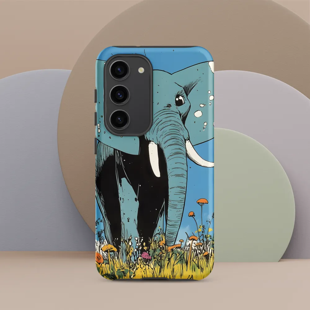 Whimsical Blue Elephant in Bloom
