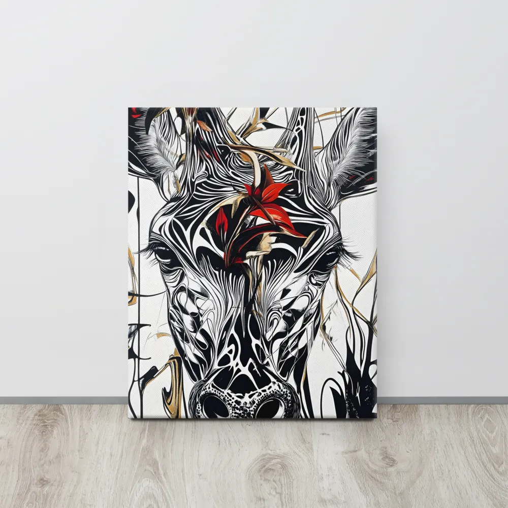 Floral Elegance: The Giraffe's Portrait | Canvas | 16″×20″