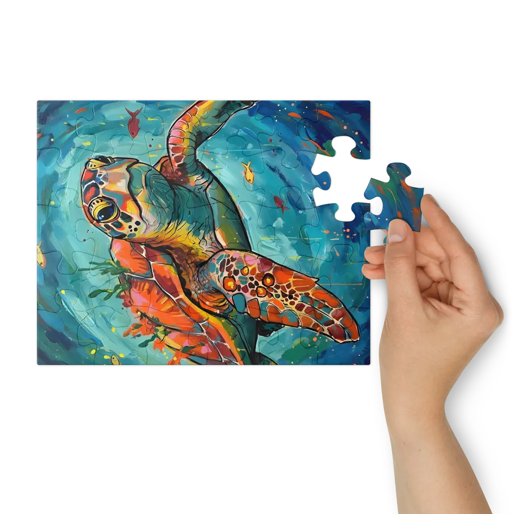 Colorful Sea Turtle 
 Jigsaw Puzzle in Tin Box
