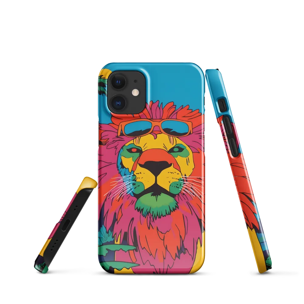 Lion with Sunglasses: A Vibrant Tropical Portrait | Phone Case |  12 Mini | Snap Case | Glossy