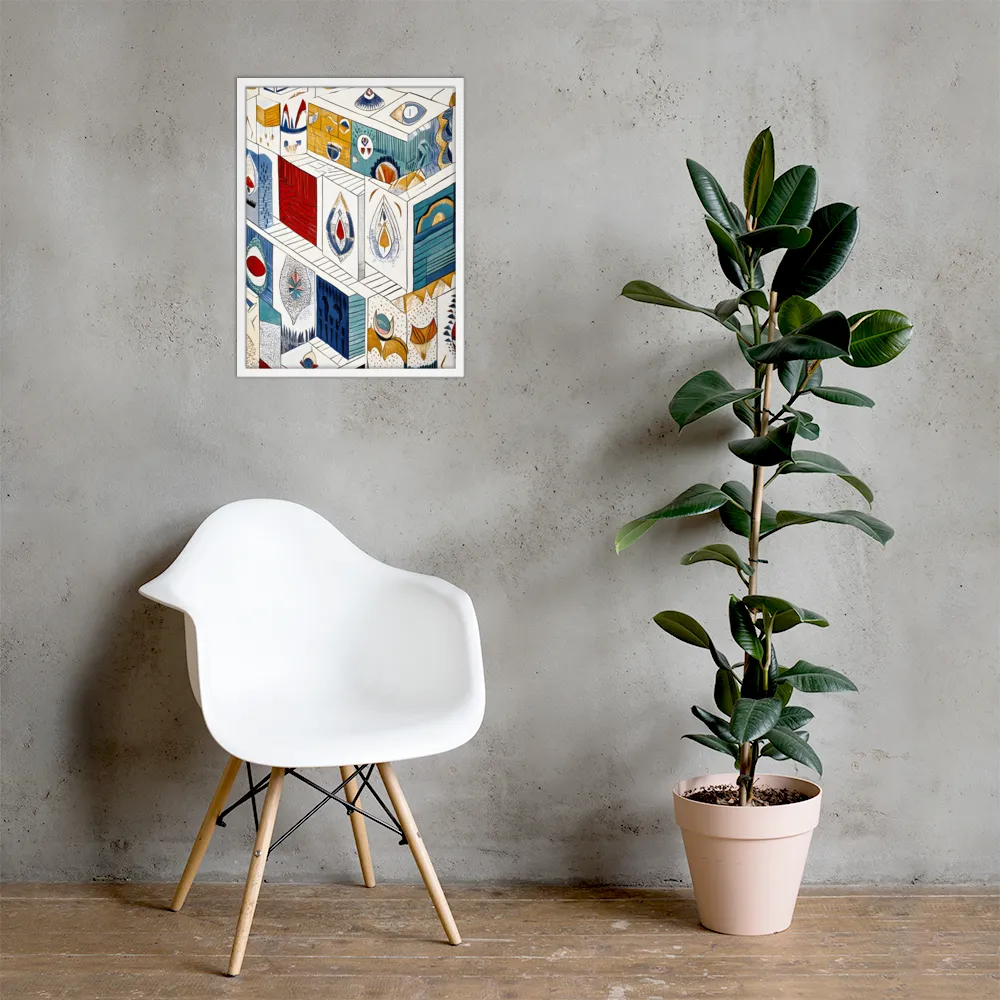 Symphony of Geometric Harmony | Poster with White Frame | 18″×24″